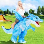 GOOSH Inflatable Dinosaur Costume Adults Halloween Blow up Costumes for Man Women 63IN Funny Riding Ice Dragon Air Costume for Party Cosplay