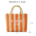 OWGSEE Straw Beach Bag for Women Summer Woven Tote Bag Packable Straw Purses and Handbags for Vacation Holiday (S-Orange)