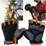 GEARONIC TM Cycling Half Finger Glove Mountain Bicycle Men Gloves Women Gel Pad Anti-Slip Breathable Outdoor Sports Shock-Absorbing Riding Biking Cycle (Orange, L)