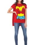 Rubie’s womens Dc Comics Wonder Woman T-shirt With Cape and Headband Adult Sized Costumes, Red, Medium US