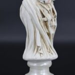 LAIKEARTS White Veiled Skeleton with Flowers Sculpture, Halloween Skull Decoration Gift, Vintage Greek Style, Home Decor, White Aesthetic Statue for Sketching Practice