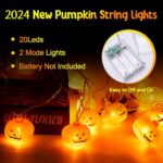 RioGree Halloween Decorations 9Ft 20LED Pumpkin String Lights, 2 Model Battery Operated Halloween Decor Pumpkin LED Lights, Thanksgiving Christmas Halloween Decorations for Home Indoor Outdoor…
