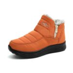Womens Winter Snow Boots Women Ankle Booties Warm Plush Lined Waterproof Insulated Slip On Outdoor Shoes (Orange, 8)