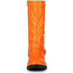 Allegra K Women’s Mid Calf Boots Orange Chunky Heels Patent Leather GO GO Boots 8.5 M US