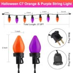 Agaphoton C7 Halloween String Lights 27FT, Outdoor Halloween Light with 50 Orange & Purple LED Bulbs, UL Listed Connectable Halloween Party Lights for Outdoor & Indoor Yard Patio Decor