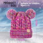 Kids Winter Beanie Children’s Warm Knitted Fleece Lined Ski Pom-Pom Warm Knit Hat for Boys & Girls 3-9 Years Orange