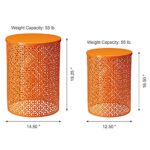 Glitzhome Outdoor Side Table Set of 2, Decorative Garden Stool for Indoor Outdoor Heavy Duty Metal Frame Accent Table Modern End Table, Glossy Orange