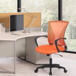 Home Office Chair Mid Back PC Swivel Lumbar Support Adjustable Desk Task Computer Ergonomic Comfortable Mesh Chair with Armrest (Orange)