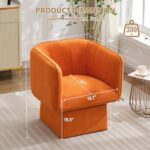 GarveeHome Swivel Barrel Accent Chair, Mid Century 360° Comfy Round Accent Sofa for Bedroom, Modern Accent Armchair Reading Chair for Living Room Waiting Room,Office Accent Chair with Arms,Orange