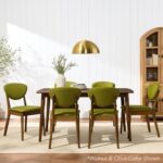 Best Choice Products Dining Chairs Set of 2, Mid-Century Modern Upholstered Wood, Armless w/Seat Cushion, Padded Backrest – Walnut/Burnt Orange