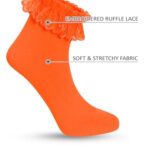 Sugar Sunday Womens Ruffle Socks Nylon Lace Frilly Ankle Socks for Women – One Size – Neon Orange