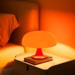 Anykonio Orange Mushroom Lamp, Minimalist Retro Vintage Table Lamp Night Light, Elegant Aesthetic Bedside Lamp for Women, Kids, Gifts etc(Bulb Included, Plug Powered, 2700K)