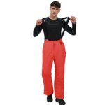 YEEFINE Men’s Waterproof Snow Ski Pants Insulated Warm Winter Outdoor Snowboard Bibs with Suspenders(Orange,L)