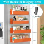 HuggieGems 4 Pack Magnetic Spice Storage Rack Organizer for Refrigerator and Oven, Orange Fridge Organizers and Storage