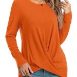 HOTGIFT Womens Tops Halloween Orange Sweater Tunics Long Sleeve Casual T-Shirts Legging Crewneck Blouse Large