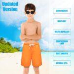 LUCOWEE Boys Swim Trunks with Boxer Brief Liner Compression Anti Chafe Swimming Shorts Stretchy UPF Quick Dry Swimsuit (Bright Orange, Large)