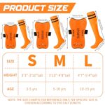 Syhood Soccer Shin Guards and Socks for Toddler Kids Youth, Lightweight Soccer Shin Pads Protective Defender Gear for 3-5, 5-10, 10-15 Years Old Children Teen Boys Girls Sports Game(M Size,Orange)