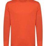 OPNA Youth Athletic Performance Long Sleeve Shirts for Boys or Girls Moisture Wicking,Orange,Small