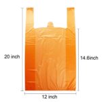 LazyMe T Shirt Bags Plastic Grocery Bags with Handles in Bulk for Shopping and Restaurant, 12 x 20 inch (Orange 100 Pcs)