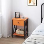 VECELO Modern Side End Table, Nightstand Storage Shelf with Bin Drawer for Living Room, Bedroom, Lounge