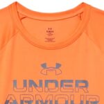 Under Armour Boys Tech Split Wordmark Short Sleeve T Shirt, (847) Fire / / Castlerock, Small