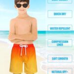 LUCOWEE Boys Swimming Trunks with Compression Liner Anti-Chafe Swim Shorts Bathing Suit Swimsuit Stretchy Real Drawstring Sandless Light Weight Quick Dry UPF 50+ Orange Red Ombre Lakewear Size 7-8