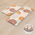 KIMODE Kitchen Mats for Floor Anti Fatigue, 17″x47″+17″x29″ Floral Kitchen Floor Mats, Fall Farmhouse Kitchen Rugs Non Slip Cushioned, Comfort Standing Desk Mat for Sink, Laundry, Desk Orange