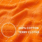 Homaxy 100% Cotton Terry Kitchen Towels(Orange, 13 x 28 inches), Checkered Designed, Soft and Super Absorbent Dish Towels, 4 Pack