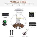 JOLGOO Guitar Cable, 1/4 Inch Cable 15 Ft, Straight to Right Angle 6.35mm Plug Bass Keyboard Instrument Cable, Orange and Black Tweed Cloth Jacket, Electric Mandolin, pro Audio