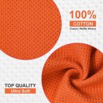 Homaxy 100% Cotton Dish Cloths, 8 Pack – 12 x 12 Inches, Waffle Weave Super Soft and Absorbent Dish Towels Quick Drying Dishcloths, Orange