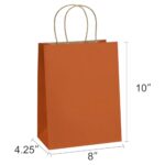 BagDream Gift Bags 8×4.25×10.5 IN 100Ct Kraft Paper Gift Bags with Handles Bulk, Halloween Party Favor Retail Shopping Craft Bags (Orange)