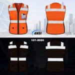 TCCFCCT Safety Vest for Women 11 Pockets Mesh Reflective Vest with Zipper, High Visibility Neon Construction Work Vest for Lady Workers/Surveyors/Drivers, Snug-Fit & Durable, ANSI Compliant, Orange M
