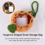 Cute Tangerine Shaped Small Storage Bag, Crochet Drawstring Bags, Mini Handwoven Cotton Handbag, Coin Purse Pouch, Orange Knitting Change Wallet, Earbuds Protective Case, Handmade Gift for Women Girls