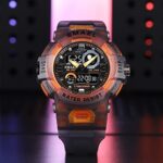 SMAEL Men’s Dual Display Sport Quartz Watch Strong Rubber Strap and LED Digital Analog Wristwatches Waterproof Electronic Clock 8063 (Transparent Orange)